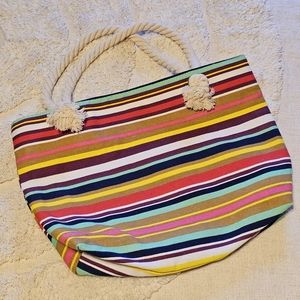 Colorful Canvas Tote Bag, Multi-color Striped. Like new condition.